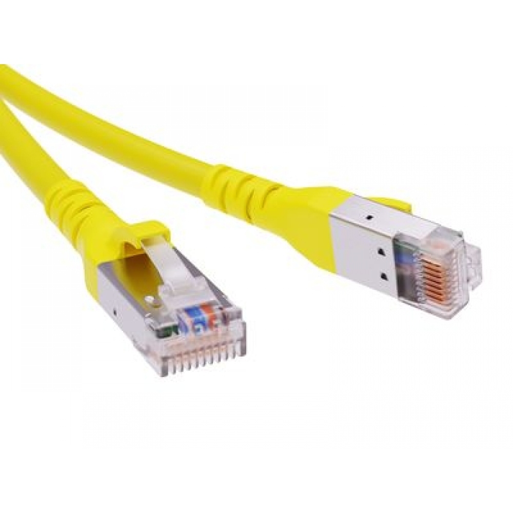 Патч-корд экранированный CAT6A SF/UTP 4х2, LSZH, желтый, 1.0м