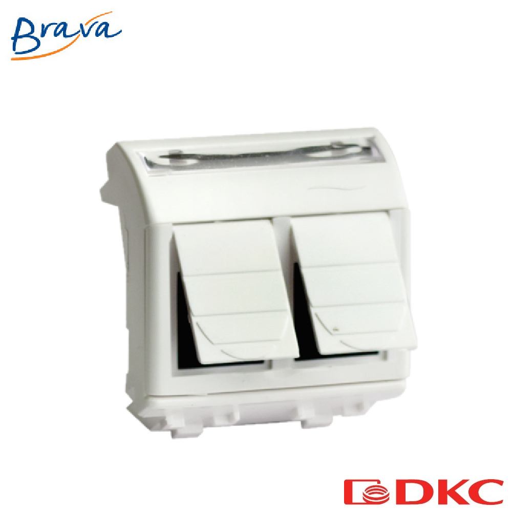 Ком.роз. двойная RJ45 кат.6 экран., 8P8C, Brava, слон.кость, 2мод
