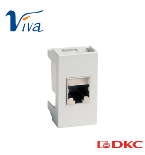 Розетка RJ-12, Viva, 1 мод., серая