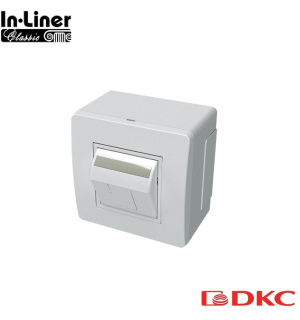 Коробка в сборе с 1 розеткой RJ45, кат.5е (телефон / компьютер), коричневая (розница)