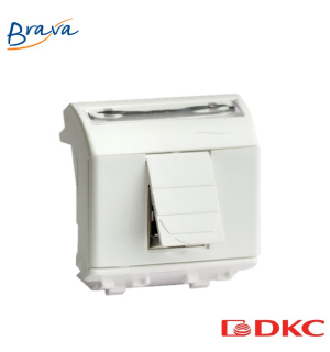Ком.роз. RJ45 кат.5e экран., 8P8C, Brava, слон.кость, 2мод