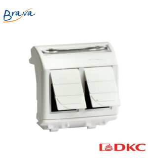 Ком.роз. двойная RJ45 кат.5e экран., 8P8C, Brava, слон.кость, 2мод