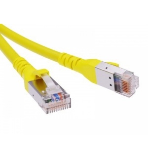 Патч-корд экранированный CAT6A SF/UTP 4х2, LSZH, желтый, 0.5м