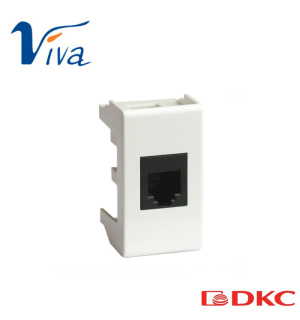 Ком.роз. RJ45 кат.6, 8P8C, Viva, белая, 1мод
